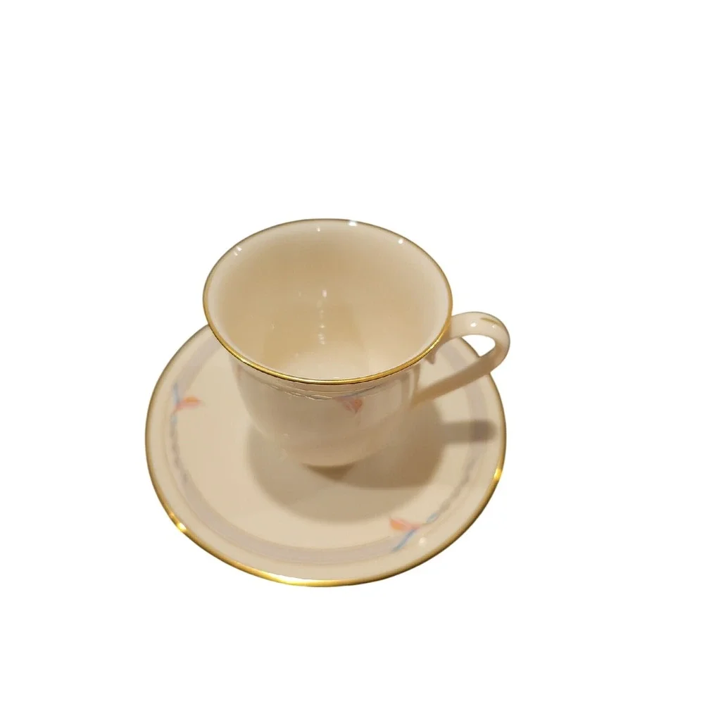 Lenox Gray Ceramic Gramercy Cup &‎ Saucer Made in USA